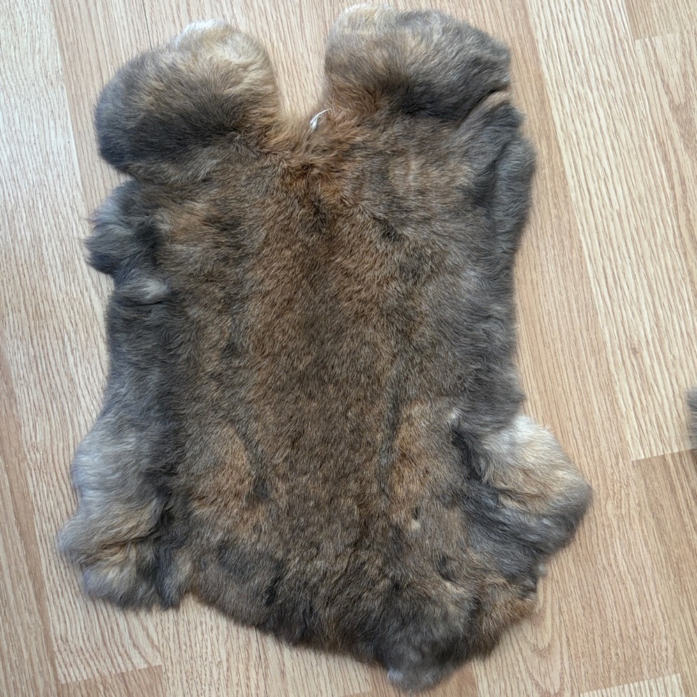 #0220 Brown Gray Rabbit Fur Pelt Craft Supply